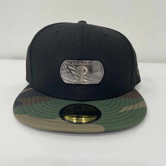 Philadelphia Phillies MLB New Era Dog Tag Camo Army Fitted Cap Hat Size 7 1/8